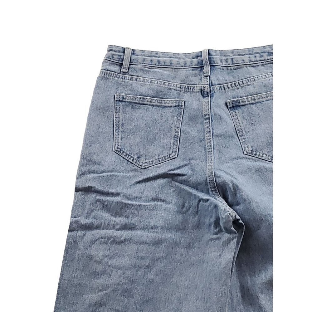 Shein Large 8/10 Crescent Shaped Distressing Light Wash Jeans Blue - Picture 4 of 9